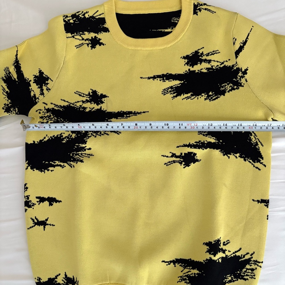NWOT Acne Studio Style Yellow Ink Splatter Splash  Sweater S - Picture 11 of 13